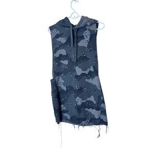 Gymshark Tank Top Mens Medium Gray Camo Sleeveless Hooded Muscle Athletic